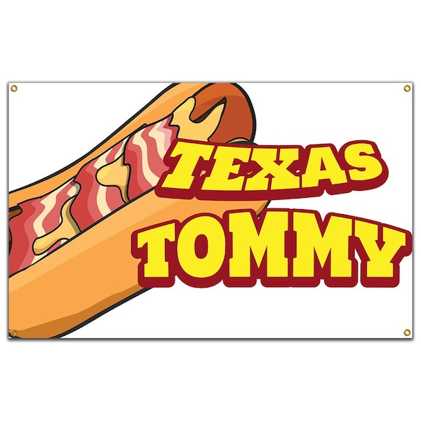 Signmission Texas Tommy Banner Concession Stand Food Truck Single Sided B-Texas Tommy19 - main